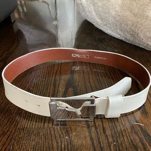 Men’s white leather puma golf belt